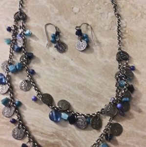 Double statement chain and matching earrings.